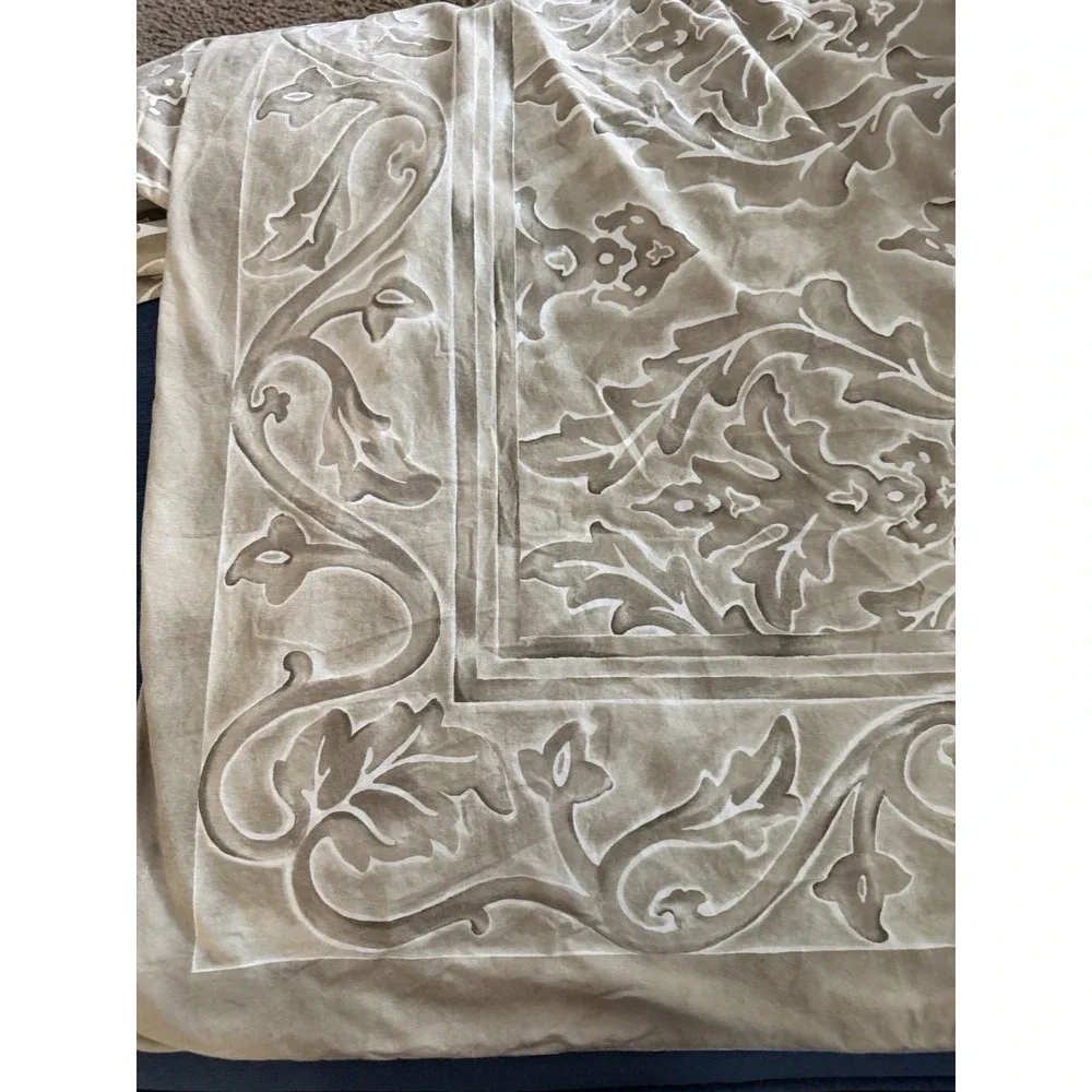 Restoration Hardware Tan Amalfi Rave Queen Size Duvet Cover Set Shams Italy 3 PC